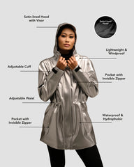 Hairbrella Satin-Lined, Waterproof Rain Jacket