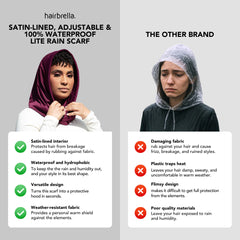 Hairbrella Satin-Lined, Waterproof, Packable Lite Rain Scarf