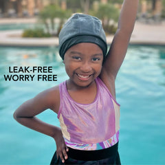 Hairbrella Satin-Lined Waterproof, Adjustable Kid's Swim Cap