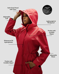Hairbrella Satin-Lined, Waterproof Rain Jacket