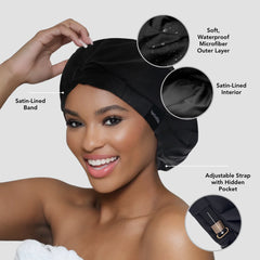 Bundle and Save: Hairbrella Satin-Lined Waterproof, Adjustable Shower Cap
